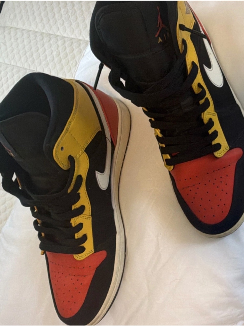 Nike Men’s High-Top Sneakers in Black, Red & Yellow